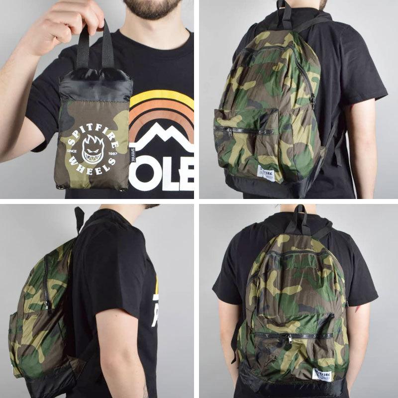 SPIT FIRE スピットファイヤー スケボー バッグ UNDERGROUND PACKABLE BACKPACK CAMO 折りたたみバッグ NO19｜sk8-sunabe｜05