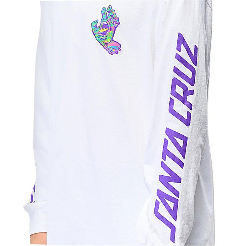 サンタクルズ SANTA CRUZ スケボー ロンT Sサイズ SPILL HAND L/S TEE ホワイト NO7｜sk8-sunabe｜03