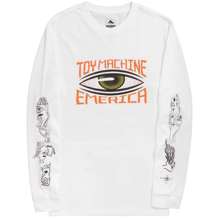 エメリカ EMERICA スケボー ロンTEE TOY MACHINE EYE L/S TEE ホワイト NO2｜sk8-sunabe｜02