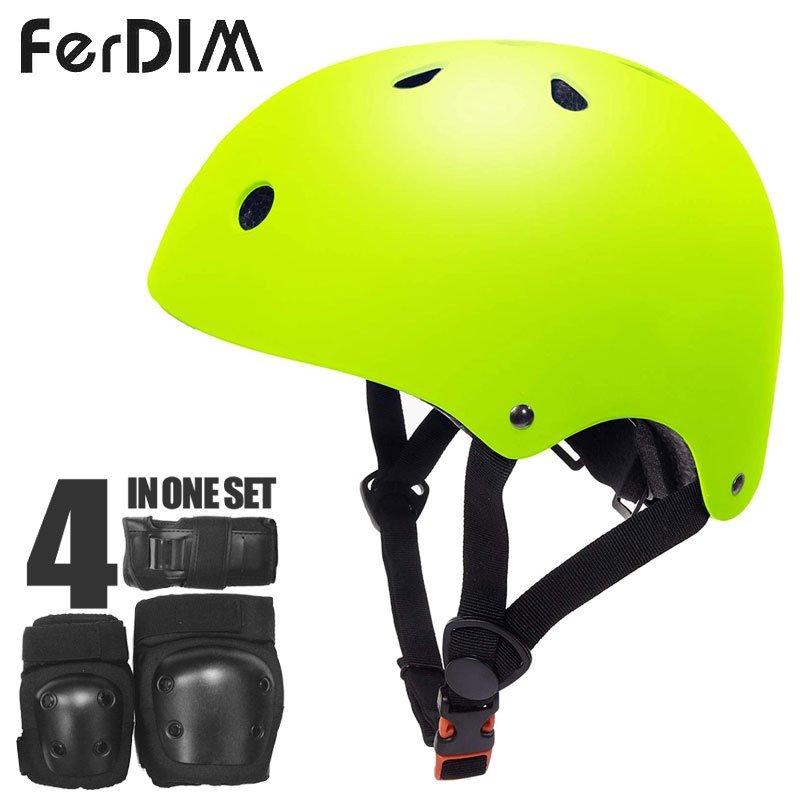 FERDIM ファーディーム スケボー スケートボード ヘルメット SKATEBOARD HELMET AND PAD SET イエロー NO1｜sk8-sunabe