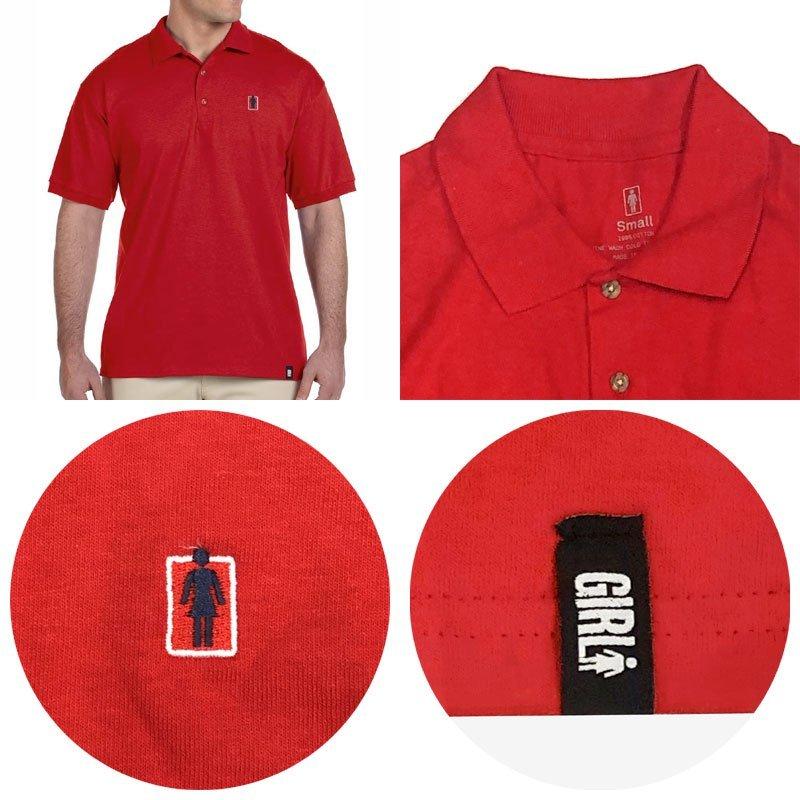 GIRLSKATEBOARD ガールスケートボード ポロ シャツ UNBOXED POLO SHIRT レッド NO11 psh15