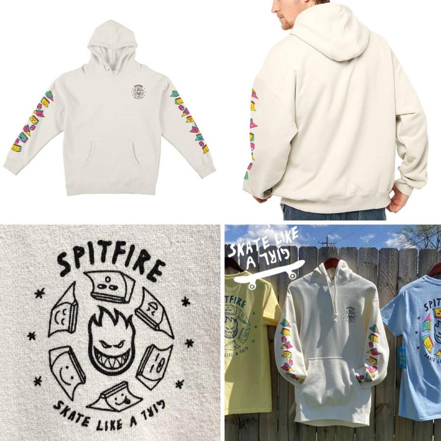 スピットファイアー SPITFIRE スケボー パーカー SKATE LIKE A GIRL PULLOVER HOODIE BONE ボーンホワイト NO41｜sk8-sunabe｜03