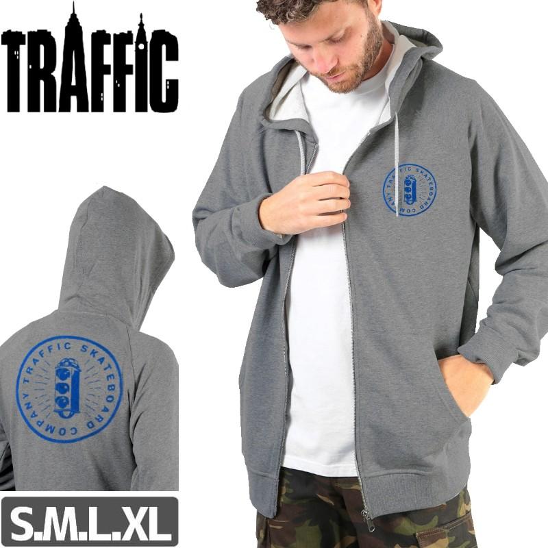 トラフィック TRAFFIC スケボー スケートボード パーカー トレーナー BURST ZIP HOODIE ヘザーグレー NO1｜sk8-sunabe