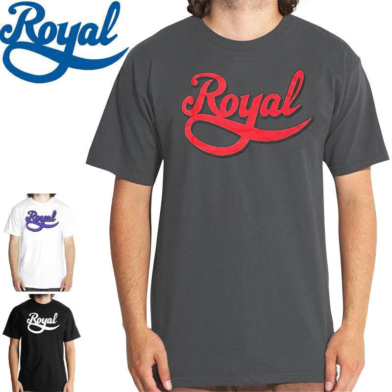 ロイヤル ROYAL スケボー スケートボード Tシャツ NEW SCRIPT TEE チャコール/ホワイト/ブラック NO27