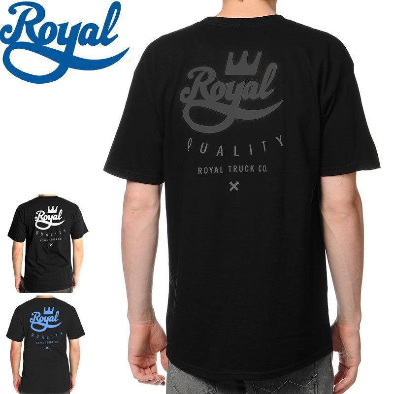 ロイヤル ROYAL スケボー スケートボード Tシャツ CROWN CREST TEE ブラック×ブラック/ブラック×ホワイト/ブラック×ブルー NO32｜sk8-sunabe