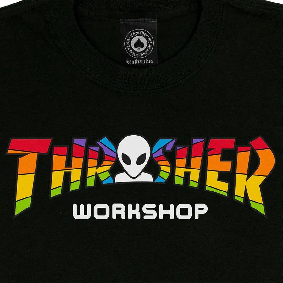 スラッシャー THRASHER Tシャツ USAモデル AWS SPECTRUM TEE ブラック NO143｜sk8-sunabe｜02