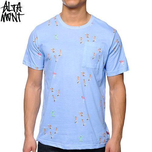 オルタモント ALTAMONT スケボー スケートボード Tシャツ SKATEBIRDS POCKET TEE ブルー NO43｜sk8-sunabe