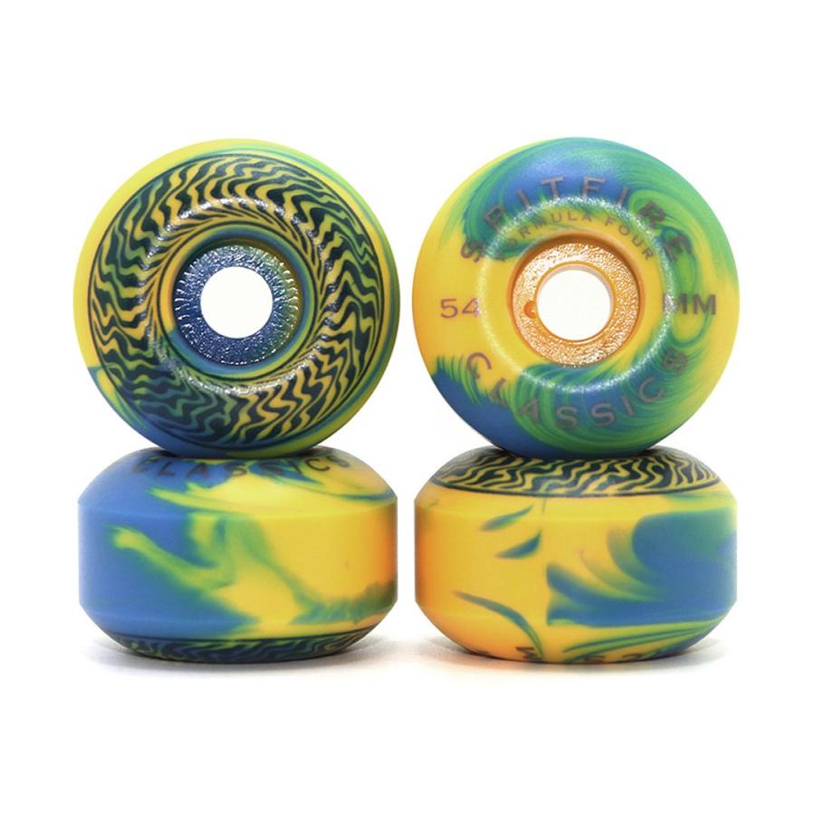 SPITFIRE スピットファイアー ウィール FORMULA FOUR F4 SWIRLED CLASSIC 54mm YELLOW/BLUE NO314｜sk8-sunabe｜02