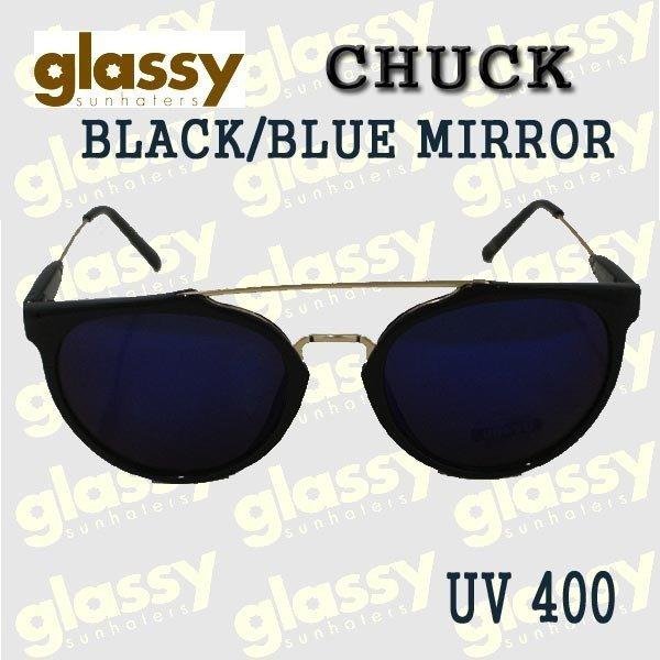 処分セール！ GLASSY SUNHATERS/グラッシーサンヘイターズ サングラス CHUCK BLACK/BLUE MIRROR サングラス