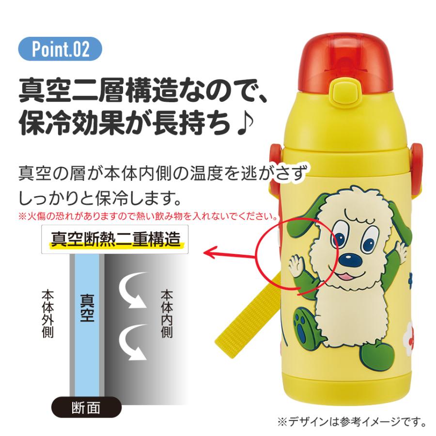スケーター 水筒 キッズ ストロー ステンレス ボトル ワンタッチ