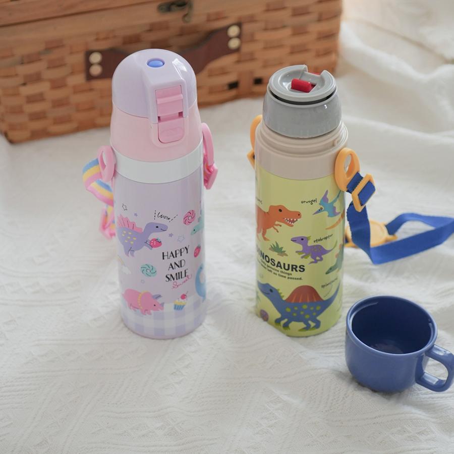 スケーター 水筒 子供 2WAY 直飲み 470ml コップ飲み 430ml ステンレス 保冷 ワンタッチ 子供用　 skater SKDC4 恐竜 はたらくクルマ ユニコーン | スケーター | 13