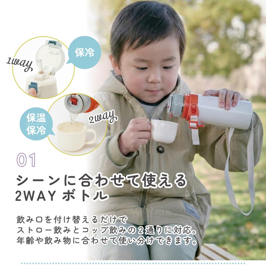 スケーター 水筒 キッズ ワンタッチ ストロー コップ 付き 2WAY