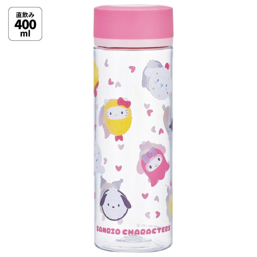 【サンリオキャラクターズ】ウォーターボトル全6色セット 水筒 ミニ サイズ プラスチック 400ml 大人 直飲み ウォーターボトル