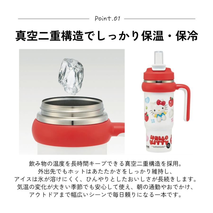 スケーター ハンドル付 タンブラー 830ml ストロー ステンレス ボトル
