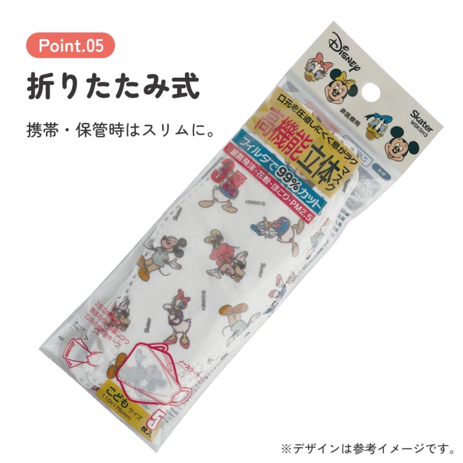 スケーター マスク 99% カット 立体 子供用 子ども 高機能 不織布 5枚