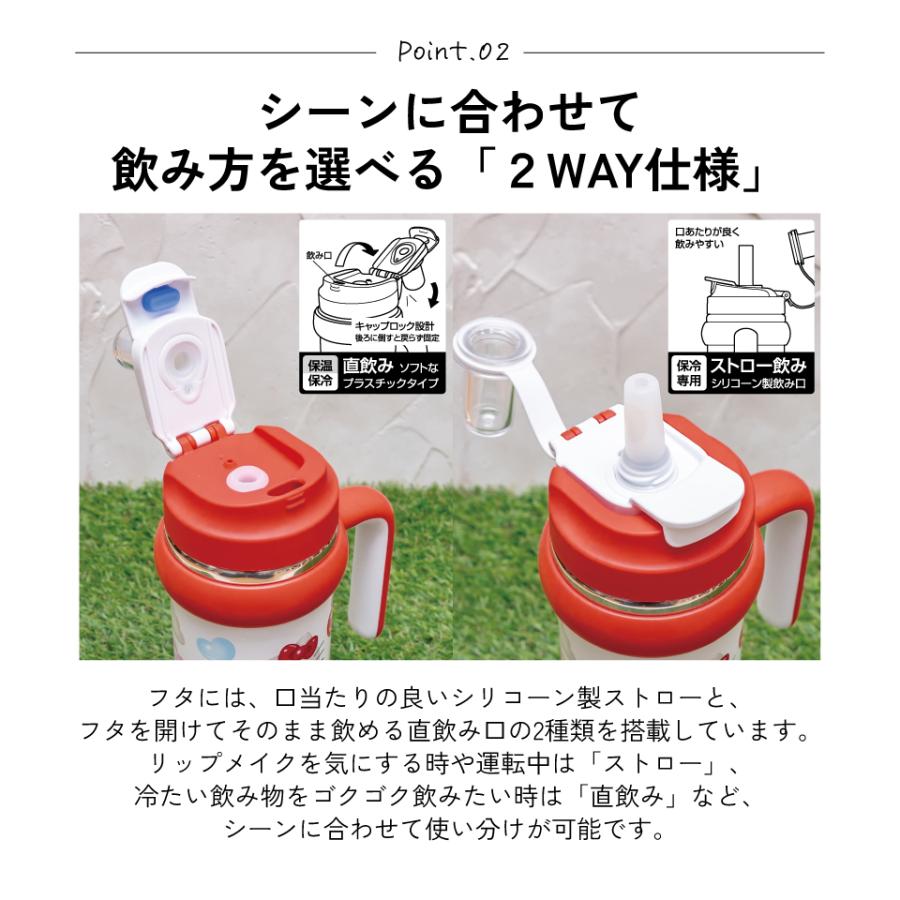 スケーター ハンドル付 タンブラー 830ml ストロー ステンレス ボトル