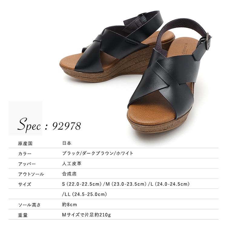 日本製 軽量 サンダル レディース ウェッジソール 厚底 バック
