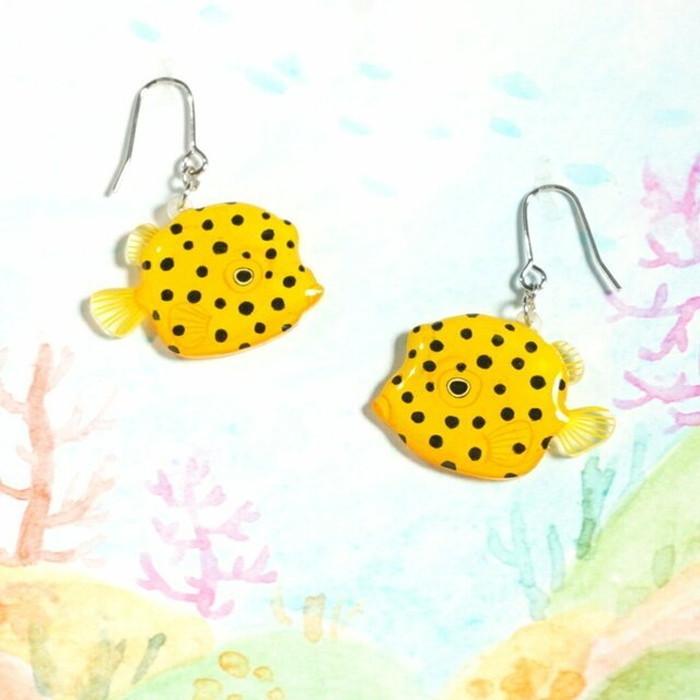 ミナミハコフグ 幼魚 ピアス イヤリング 海の生き物 熱帯魚 魚 かわいい おしゃれ キラキラ ハンドメイド レディース 留め具 アクセサリー Ng023 カイセイ加工 透明屋パク 通販 Yahoo ショッピング