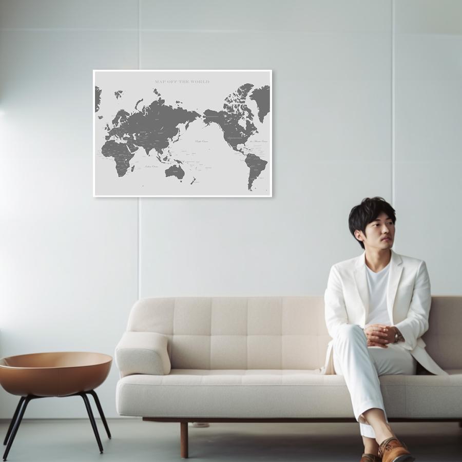 額フレーム付】世界地図 A2サイズ アートポスター世界地図 国名 首都