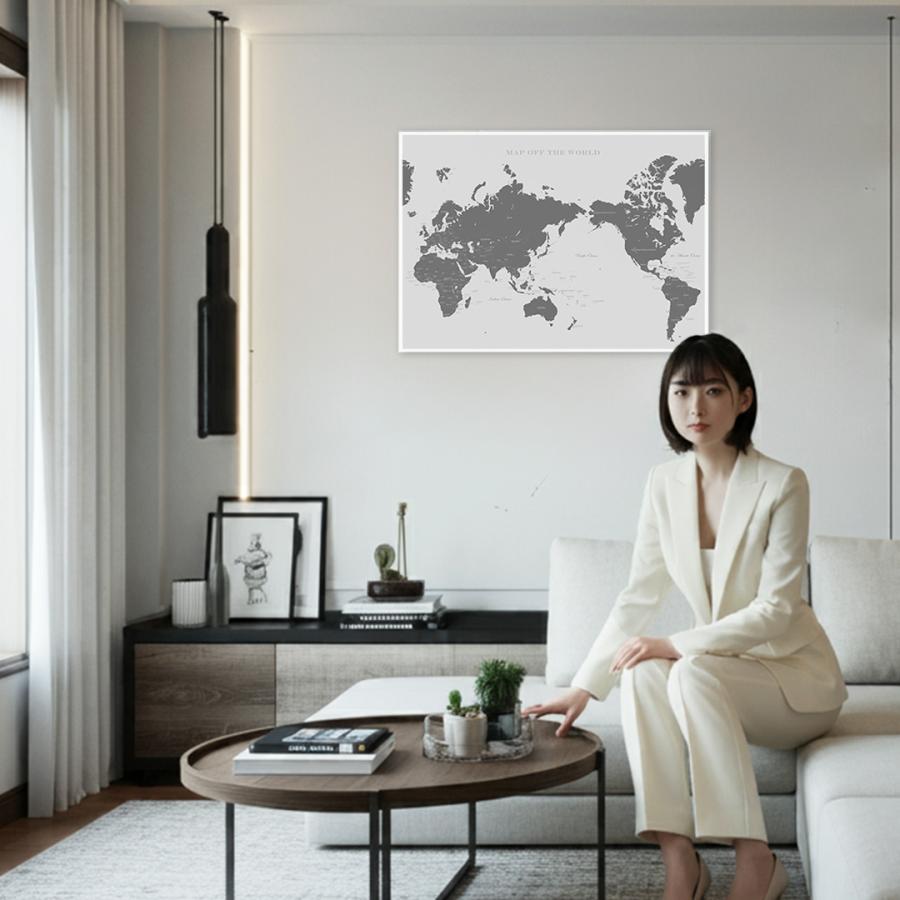 額フレーム付】世界地図 A2サイズ アートポスター世界地図 国名 首都