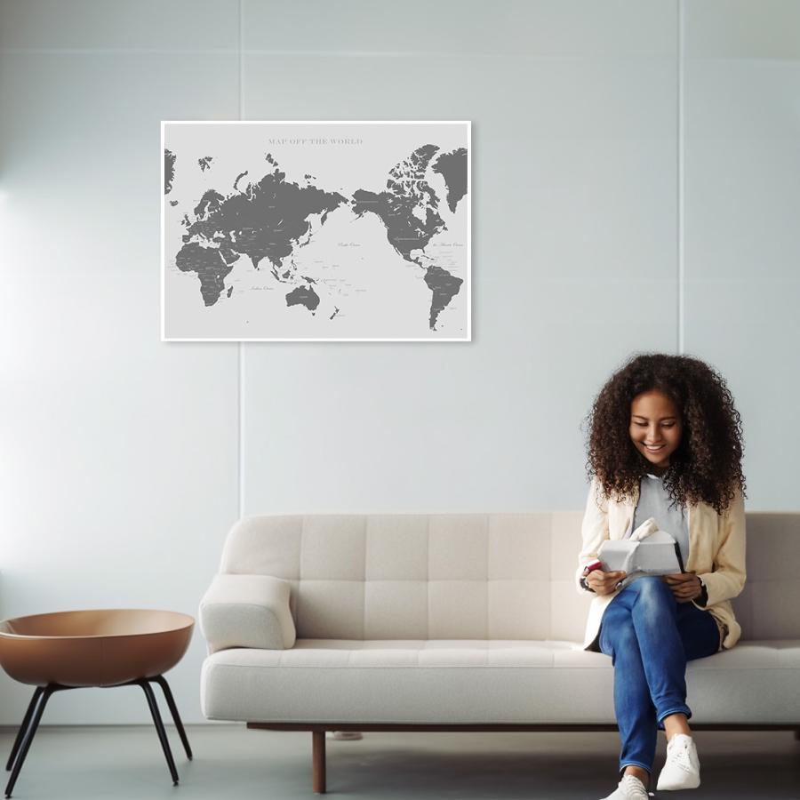 額フレーム付】世界地図 A2サイズ アートポスター世界地図 国名 首都