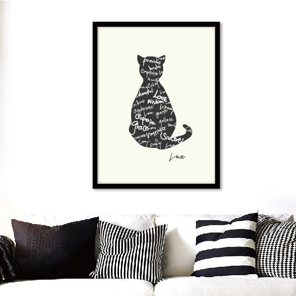 【フレーム付き】 アートポスター 黒 猫 ネコ 北欧 デザイン A2 A3 A4 期間限定価格 : ska-o-00830-cat-a : スケッチ  - 通販 - Yahoo!ショッピング