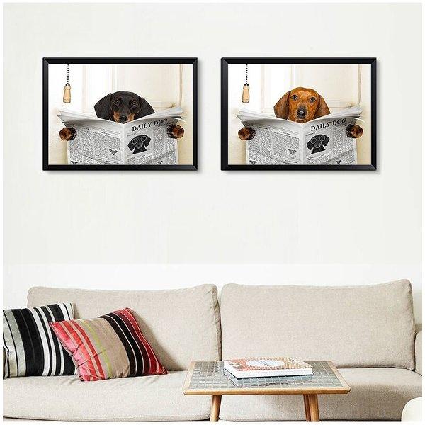 額付 アートポスター アートフレーム 犬と新聞シリーズ ダックス