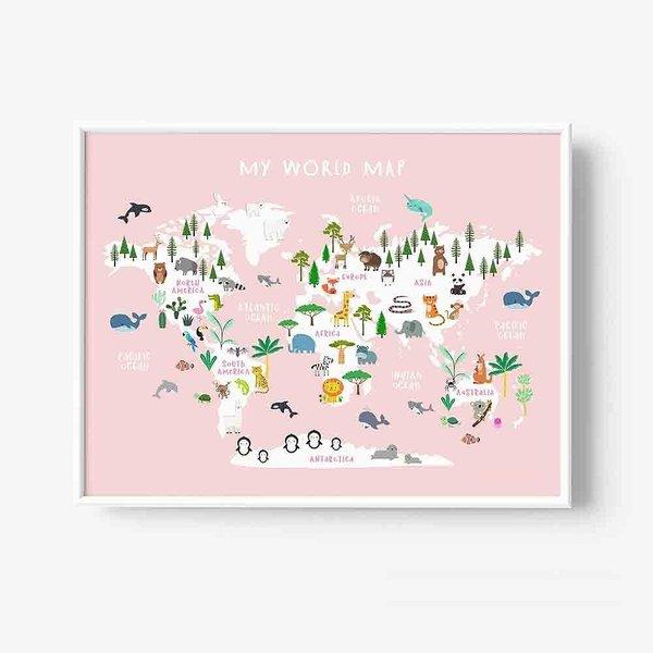 ポスター おしゃれ アートポスター 動物世界地図シリーズ ピンク デザインno A A3 Ska A スケッチ 通販 Yahoo ショッピング