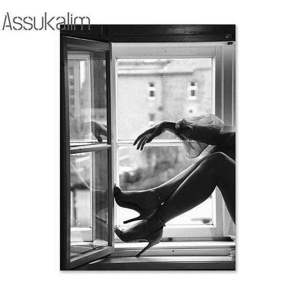 ポスター おしゃれ アートポスター モノクロシリーズ 窓 女性 デザインno C A3 Ska C スケッチ 通販 Yahoo ショッピング