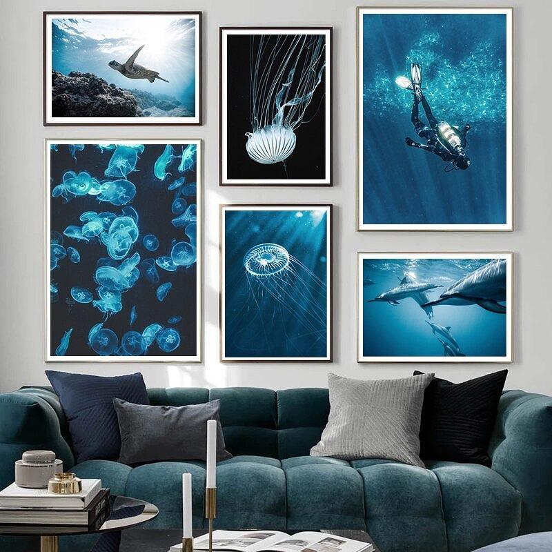 額付 アートポスター アートフレーム おしゃれ 絵画 海シリーズ クラゲ