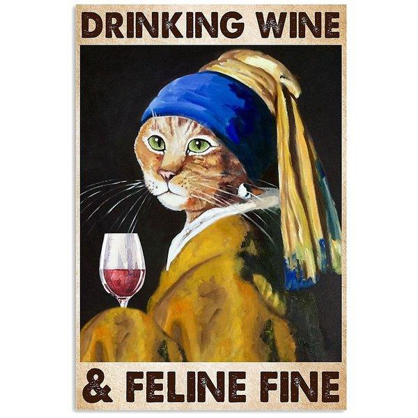 ポスター おしゃれ アートポスター ヴィンテージイラストシリーズ 真珠の耳飾りの猫とワイン デザインno 23 Ska 23 スケッチ 通販 Yahoo ショッピング