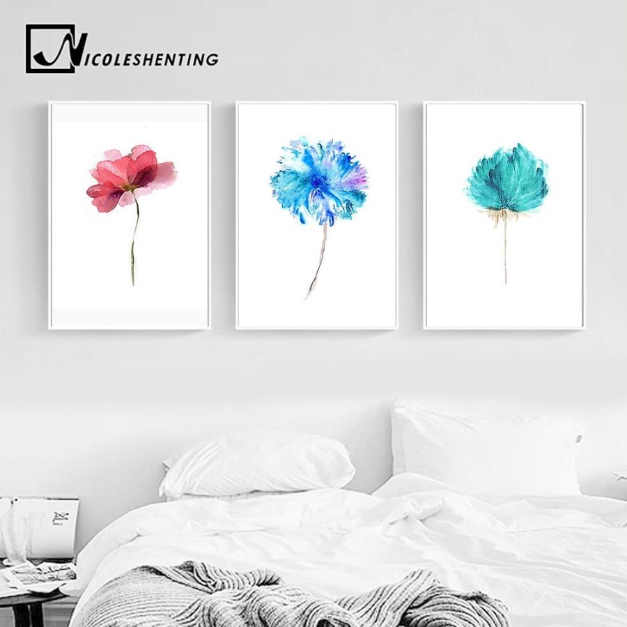 額付 アートポスター アートフレーム 植物・花・水彩画ピンク デザイン