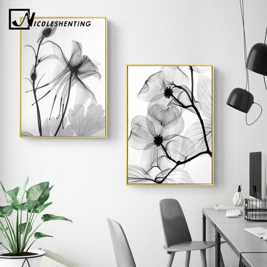 額付 アートポスター アートフレーム モノクロ写真レントゲンアート花