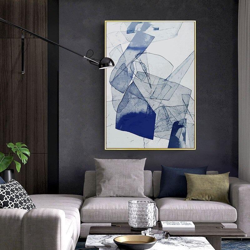 額付 アートポスター アートフレーム おしゃれ 絵画 青い抽象画 A4 A3