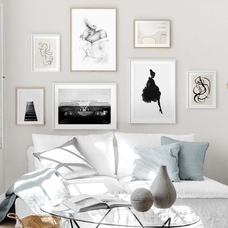 額付 アートポスター アートフレーム 北欧 モノトーン抽象画Gタイプ
