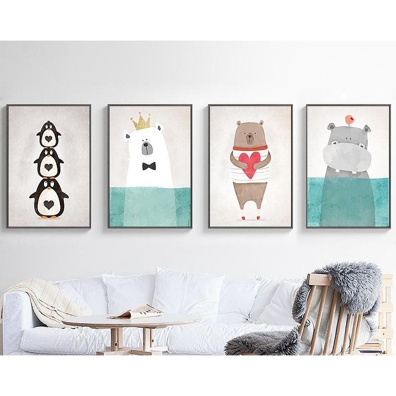 額付 アートポスター アートフレーム 北欧 可愛い動物タイプ6 しろくま