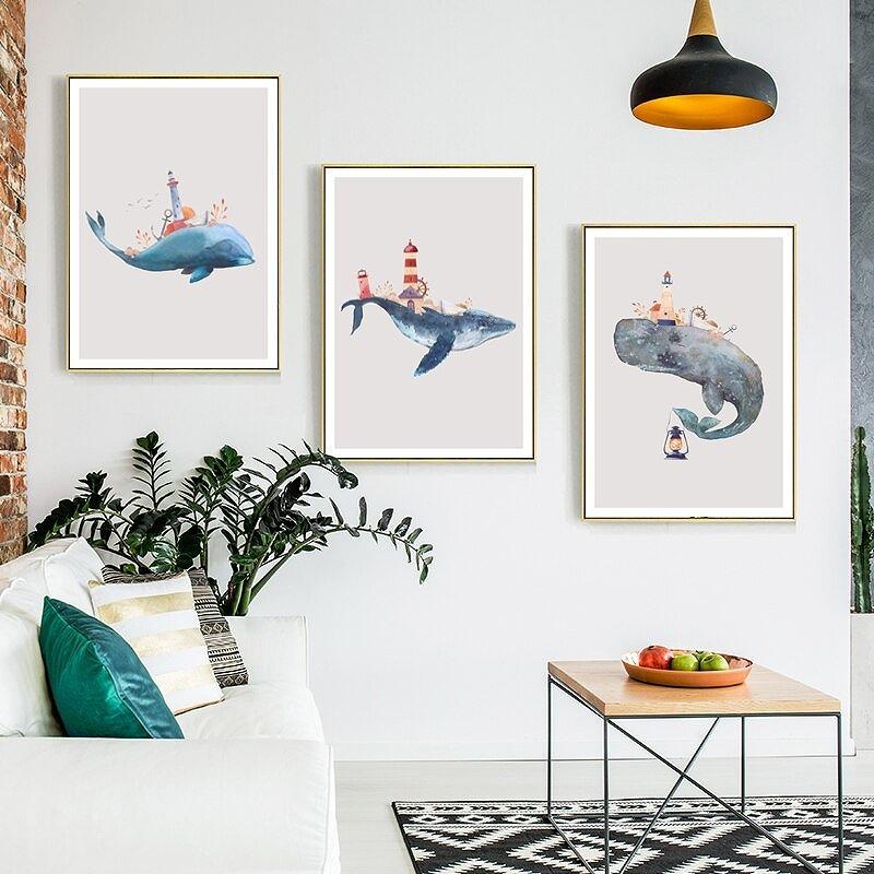 額付 アートポスター アートフレーム おしゃれ 絵画 イラストくじら