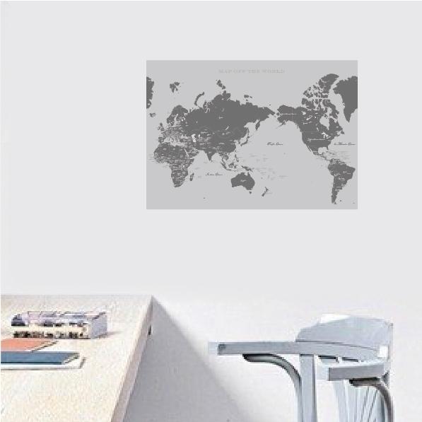 ポスター 世界地図 おしゃれ 日本語と英語の表記グレイ A3 Off 人気a2サイズ