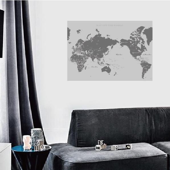 ポスター 世界地図 おしゃれ 日本語と英語の表記グレイ A3 Off 人気a2サイズ