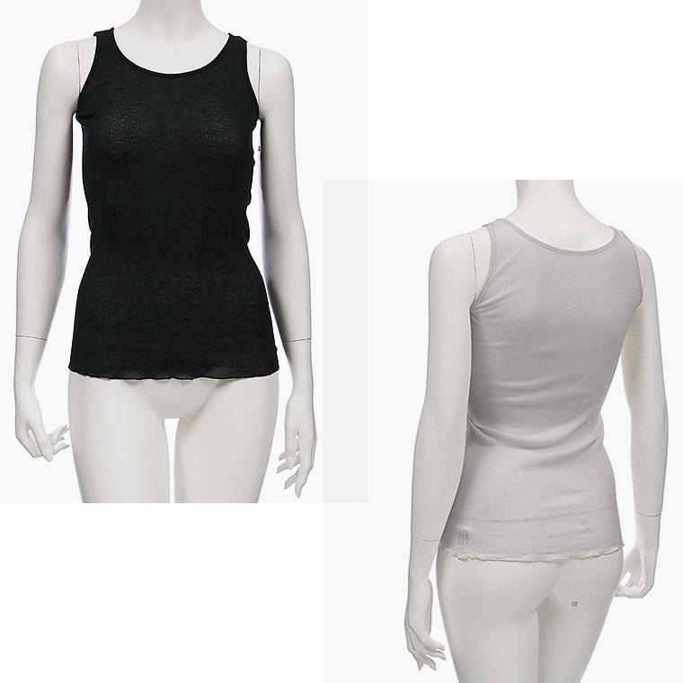 白鷺ニット 綿100 % タンクトップ リブ インナー 肌セレブ レディース