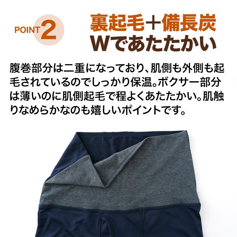 白鷺ニット 腹巻付き パンツ ロングボクサー 備長炭入り 前あき 前開き