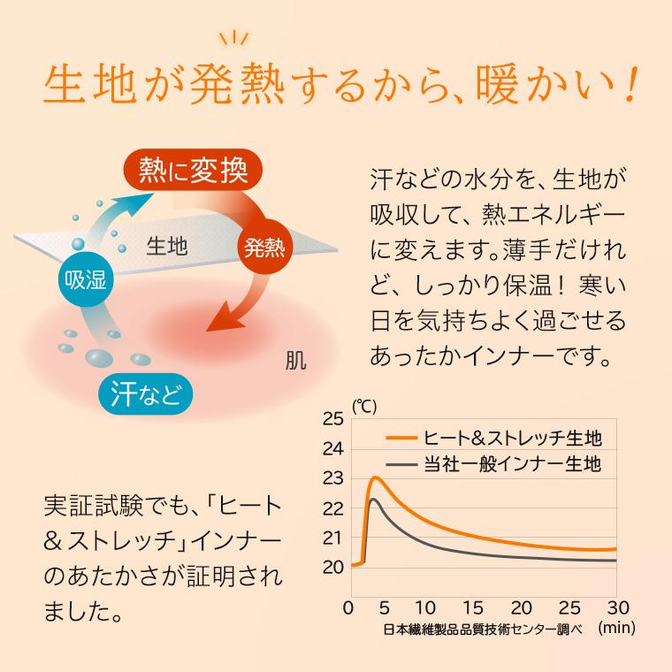 送料無料 あったか インナー 発熱 長袖 ハイネック レディース 秋冬 吸湿 防寒 あたたかい 保温 ストレッチ 冬用 婦人 肌着 HEAT&STRETCH｜skicl｜06