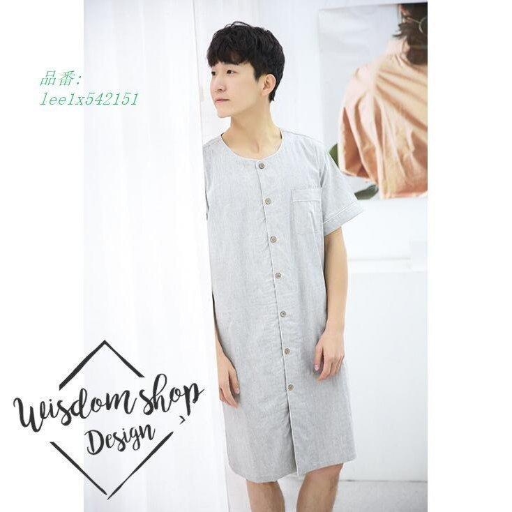 スリーパー パジャマ ネグリジェ スリーパー半袖 綿メンズ紳士シャツワンピース 男女兼用スリーパーパジャマ ワンピース ホテルパジャマ 父の日 4年保証