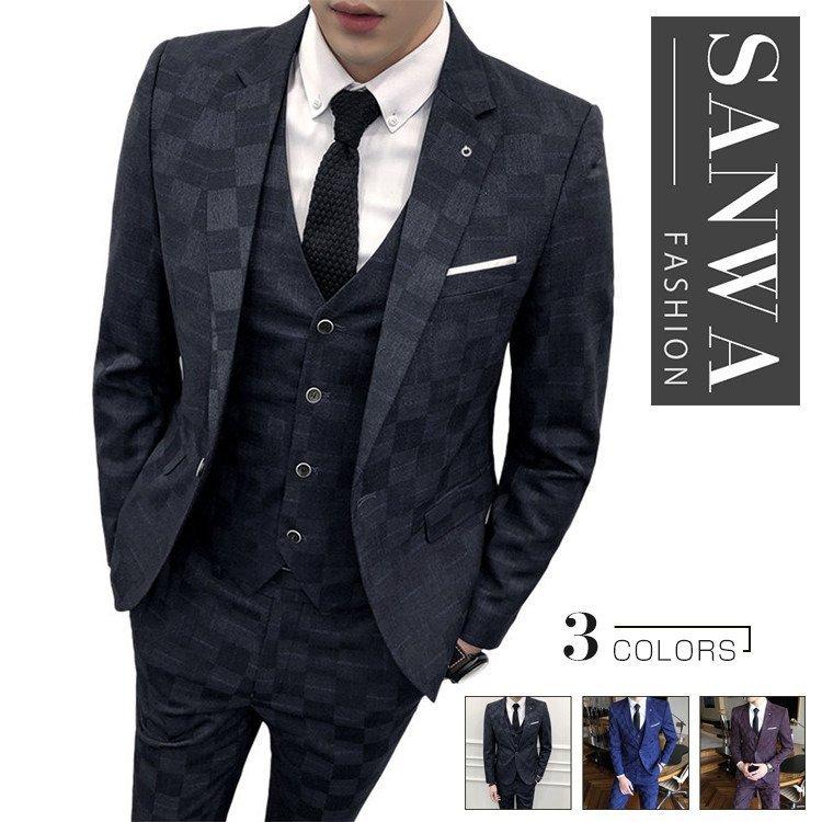 流行 メンズファッション セットアrx スリムスーツビジネス メンズスーツ 3点セット スーツジャケット Labelians Fr