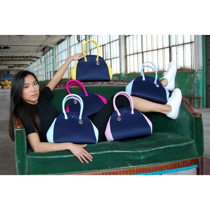 ネオプレン トートバッグ ハンドバッグ バッグ ブランド 春 夏 洗える ネオプレーン ウェットスーツ素材 レディース 軽量 ゴルフ 旅行 丸型 ブルーダック 青 | ブランド登録なし | 11