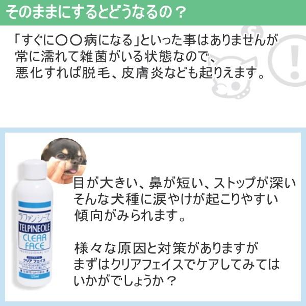 犬 チワワ 涙やけ クリーナー ケア用品 クリアフェイス 125ml おすすめ 除去剤 取り方 原因 ケア｜skipdog010420｜10