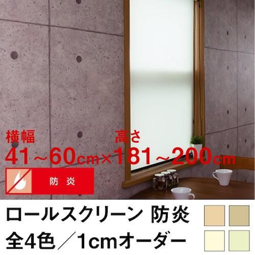 ロールスクリーン BASIC 防炎（採光／ライトな遮光） 横幅41〜60cm ×　高さ181〜200cm オーダー メイド 立川機工製