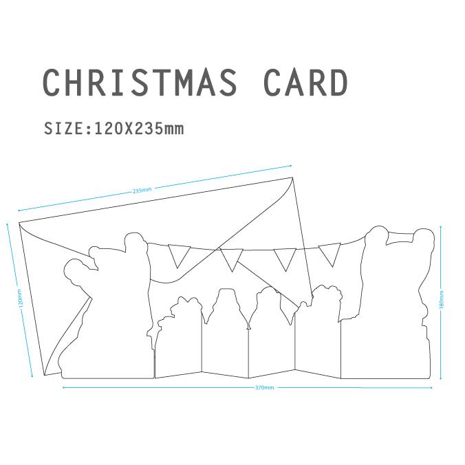 立体 クリスマス  カード 【双子のサンタさんでお祝い】 POP UP Xmas ギフト カード クリスマスグリーティングカード 封筒付き ポップアップ｜skipskip｜12