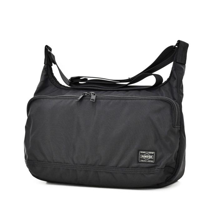 ポーター　フラッシュ　ショルダーバッグ　689-05938　ブラック　吉田カバン PORTER FLASH 撥水 フロントポケット 舟形 | PORTER | 01