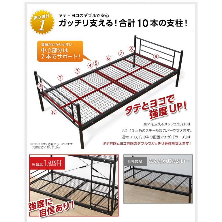 ブラック】親子ベッド 二段ベッド パイプベッド シングルベッドディ